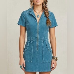 SHOW ME YOUR MUMU Outlaw Mini Dress In Jade Corduroy